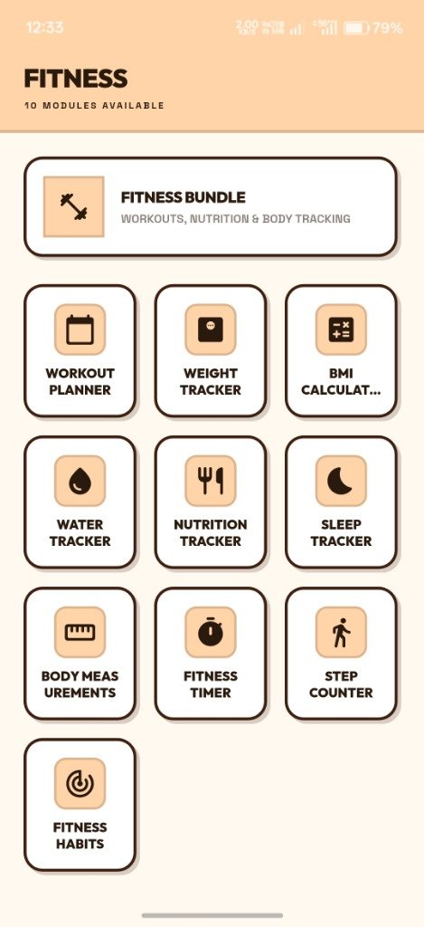 InAllApp Fitness Bundle Screen
