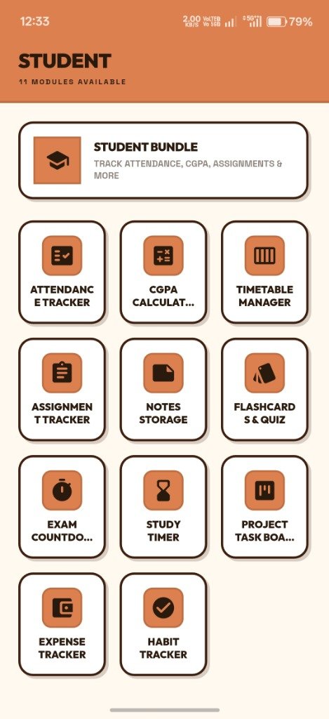 InAllApp Student Bundle Screen